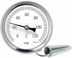 Термометр накладной пружинный 1/4"(0℃ - 120℃) TIM 