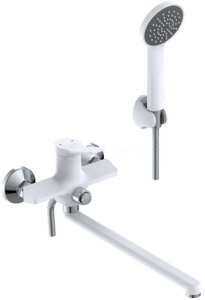 ВАННА  POTATO  P22292W  ø35  шланг 150см PVC, изл. L35, дивертор 90° в корпусе, лейка 3 режим, цвет белый/хром