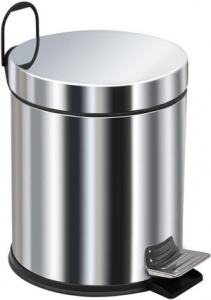 Ведро-контейнер EVIRESSE для мусора с педалью 5 л, хром BERGES