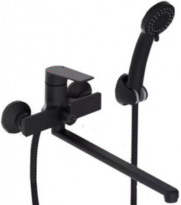 ВАННА  POTATO  P22167-6  ø35  шланг 150см PVC, изл. L35, дивертор 90° в корпусе, лейка 3 режим, матово-чёрный