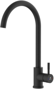 КУХНЯ  Diadonna   D46-0003BL ø35, п/гайку, высокий излив, черный, (подводка 50см - 2 шт.) нерж. сталь