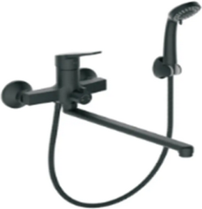 ВАННА  POTATO  P22187-6  ø35  шланг 150см PVC, изл. L35, дивертор 90° в корпусе, лейка 3 режим, цвет чёрный