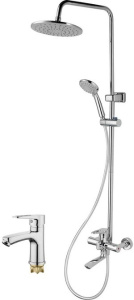 Душевая система + раковина  G-LAUF  NUD-BOX с душевой системой, ø35, излив 150мм 360°, встр. переключение, Хром