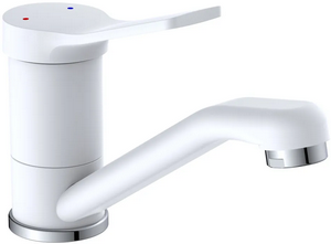 КУХНЯ  POTATO   P45292W   ø35   на гайке  КОР. ИЗЛИВ  белый/хром