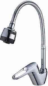 КУХНЯ  SOLONE   LOP4-B043  кер. картридж ⌀40, шпилька, гибкий излив, хром