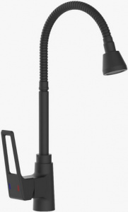 КУХНЯ  ЭВЕРЕСТ  B58-1546 к25, п/гайку, гибкий излив, 2-х реж. аэратор, черный