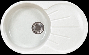 Мойка  керамогранит S24  овальн   730 *450    (чаша 400 мм,  h 19 мм ) (перелив, б/отв., унив-я, БЕЗ СИФОНА.) матовый    САФАРИ      