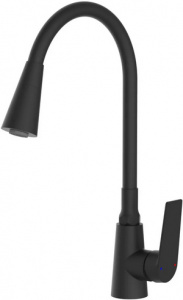 КУХНЯ  POTATO   P41167-6 ø35, п/гайку, гибкий излив, 2-х реж. аэратор, матово - черный