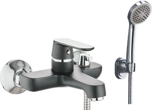 ВАННА  POTATO  P30118-6  ø35   литой корп, корот нос,  дивертор поворотн ,  чёрный с хромом