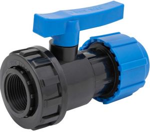 ПЭ  Кран шаровой компрессионный ВР разъемный d 20 х 1/2" ТПК-АКВА