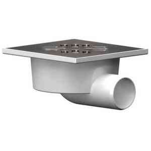 Трап горизонтальный D50 реш. НЕРЖ. СТАЛЬ, 150х150 с гидрозатвором, до 1 л/с ТАТПОЛИМЕР