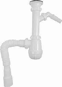 Aquant B1025-30-MR Сифон 1 1/2"х40, 1 отв. быт/тех, реш. 70мм, гофра, 40х40/50 (аналог АНИ C0315)