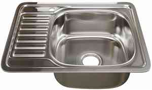 МОЙКА врезная 48х58 (0,6)  ПРАВАЯ  вып  3 1/2" (глубина чаши 16 см, сифон) MIXLINE  