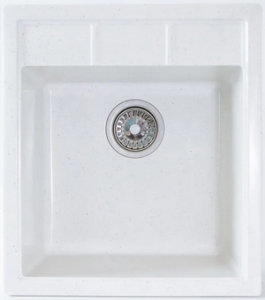 Мойка  керамогранит S10  квадратн   510 *450    (чаша 380* 375 мм,  h 18 мм ) (перелив + отв. под смес., БЕЗ СИФОНА.) матовый    БЕЛЫЙ КРАП    