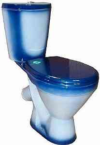 Унитаз-компакт "ЭЛЕГАНТ" синий (косой. нижн подв, сид, арм кноп) ROSA г. Киров