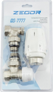 Комп-т терморег.обор-я д/рад., угл. 1/2" (термост. головка, термост-й и зап. клап.)  ZEGOR QS-7777