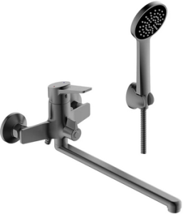 ВАННА  POTATO  P22187-19  ø35  шланг 150см PVC, изл. L35, дивертор 90° в корпусе, лейка 3 режим, брезентово-серый