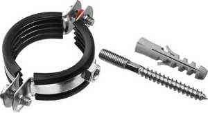 ХОМУТ  САНТЕХ.  оц.  !!!М10!!!  2"1/2" (73-80)  с резинкой, дюбелем и шурупом  (1/80)