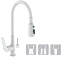 КУХНЯ  POTATO   P44181-7 ø35, п/гайку, с выводом под фильтр. воду, белый, (подводка 50см - 2 шт., 60см - 1шт с перех. для филтра) 