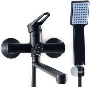 ВАННА  POTATO  P22270-6  ø35  шланг 150см PVC, изл. L35, дивертор 90° в корпусе, лейка 3 режим, цвет чёрный