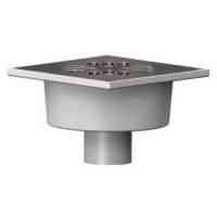 Трап вертикальный D50 реш. НЕРЖ. СТАЛЬ, 150х150 с гидрозатвором, до 1 л/с ТАТПОЛИМЕР