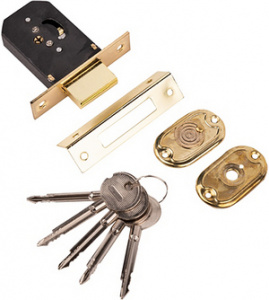 Замок врезной 955-F 5 ключей PВ (золото) черный корпус MARLOK