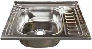 МОЙКА накладная 50х60 (0,4)  ЛЕВАЯ (вып. 1 1/2", глубина чаши 16см, б/сифона) MIXLINE  