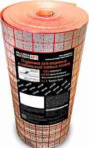 Подложка для водяных и кабельных теплых полов НПП-К-ЛП5*1000мм*30м СЕРАЯ / Оранж. с разметкой GLOBEX