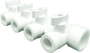 ПП  Коллектор с шаровым краном универсальный PPR 32х20 на 3 выхода AQUALINK