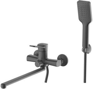 ВАННА  POTATO  P22184-19  ø35  шланг 150см PVC, изл. L35, дивертор 90° в корпусе, лейка 3 режим, брезентово-серый