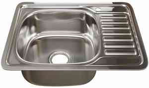 МОЙКА врезная 48х58 (0,6)  ЛЕВАЯ  вып  3 1/2" (глубина чаши 16 см, сифон) MIXLINE  