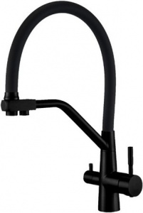 КУХНЯ  G-LAUF   ZAM18-G090YB  с пов. изл., с выходом под питьевую воду, картридж ø35/ø25, нерж. сталь, черный мат, гайка-втулка