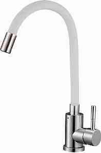 КУХНЯ  SOLONE   EZA4-F090GY с ЦВЕТНЫМ гибк. изл., ø35, нерж. Сталь, гайка СЕРЫЙ