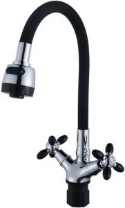 КУХНЯ  ЭВЕРЕСТ  B57-071F  1/2" к  на гайке ГИБКИЙ НОС ЧЕРНЫЙ ДЕКОР