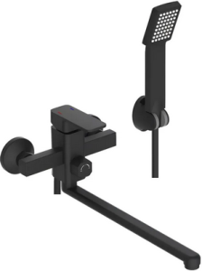 ВАННА  POTATO  P2206BL  ø35  шланг 150см PVC, изл. L35, дивертор 90° в корпусе, лейка 3 режим, цвет чёрный